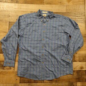L.L.Bean Wrinkle Free Button Down Shirt Men’s XL Blue Plaid Cotton Casual
